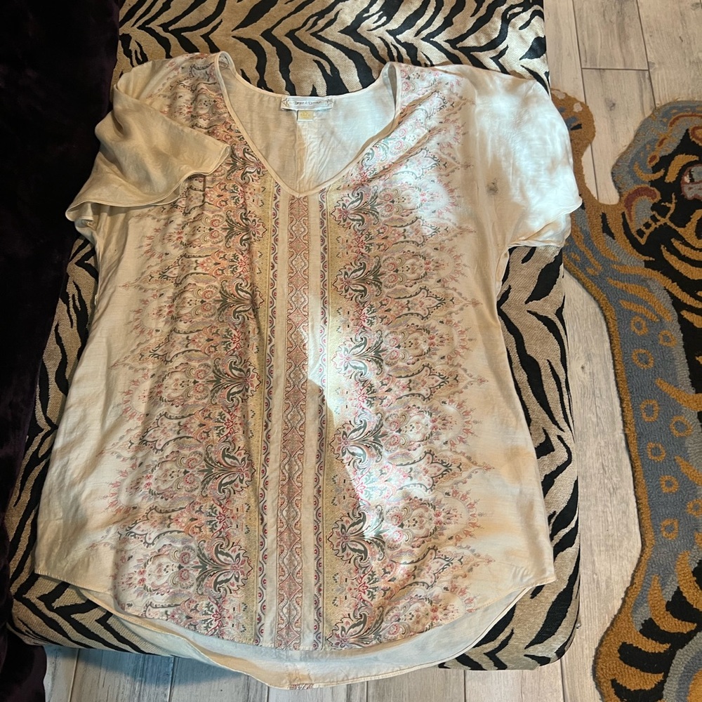 Floral Beige Short Sleeve Top
